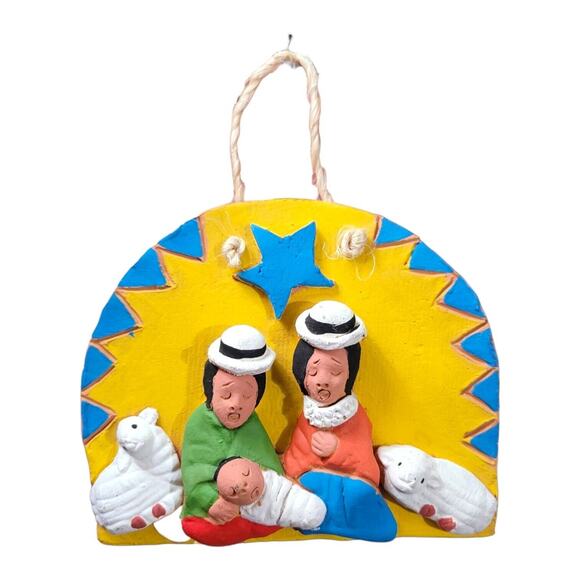 Ecuador Nativity Plaque Michael Ayala Folk Art Christmas...